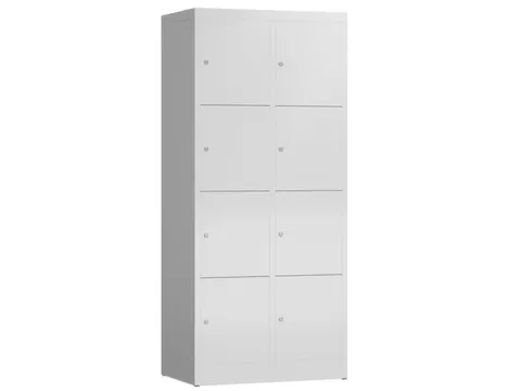 Lockerkast 1800x800x500mm 2x4 vakken cilinderslot, sokkel, RAL7035