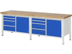 werkbank,HxBxD 840-1040x2500x700mm,beukblad,draagverm. 1250kg