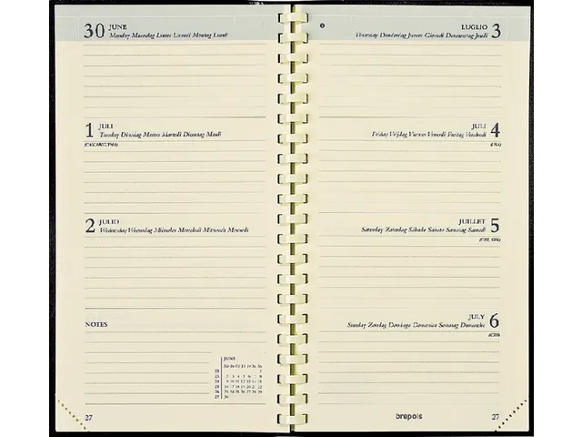Agenda 2026 Brepols Interplan Genova spirale 7 jours/ 2 pages noir