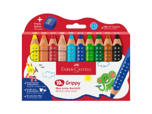 Kleurpotlood Faber-Castell Grippy XXL Jumbo etui 10 stuks en puntensli
