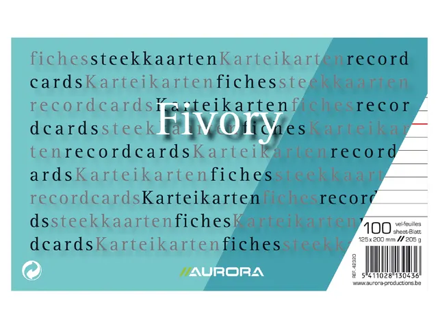 Systeemkaart Aurora 200x125mm lijn met rode koplijn 210gr wit 100 vel