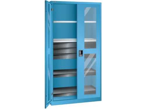 vitrinekast,HxBxD 1950x1000x580mm,4xStalen bodem,3lade(n),key lock