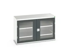 vitrinekast 800x1300x550mm 2xStalen bodem romp RAL7035 front RAL7016