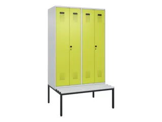 locker met bank,voor scheiding van kleding,HxBxD 2120x1200x815mm,4vak - 2