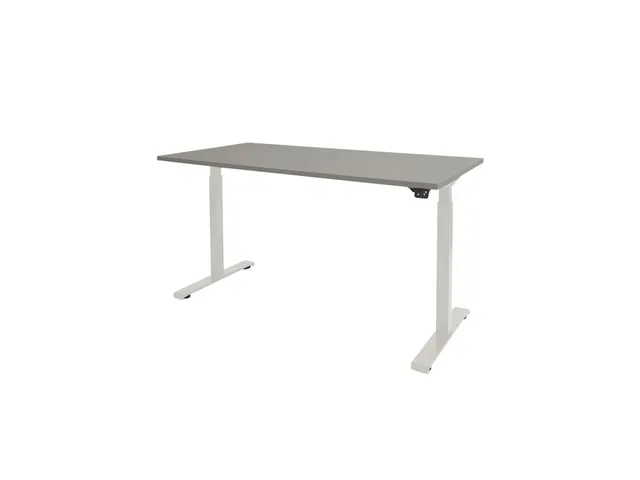 Dextro Basic Zit-sta Bureau Elektrisch 180x90 Licht Grijs 25mm Wit