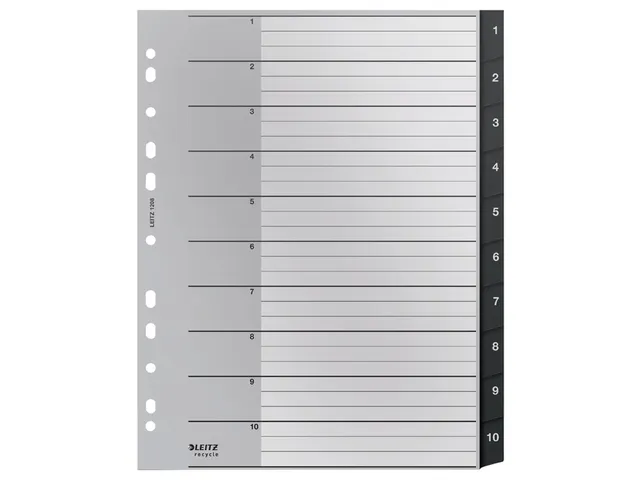 Tabblad Leitz Recycle A4 11-gaats 1-10 extra breed PP