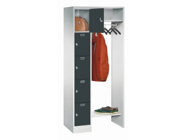 personeelsgarderobe draaigr. 1950x750x500mm 1x5 vakken 300mm RAL7016