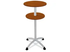 Statafel Stalen 4-Poots H 112cm Onderstel Alu Zilver Kersenhout