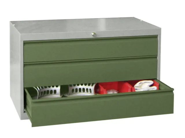 ladekast HxBxD 600x1023x600mm 3laden slot RAL7035 front RAL6011