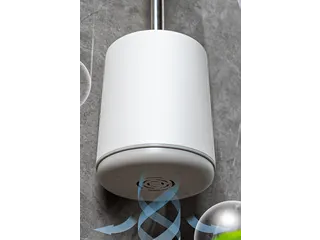 Kunststof toiletborstel wit met ronde voet en wandfunctie - 7