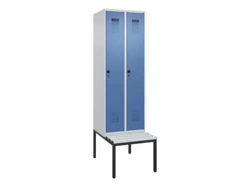 locker met bank,HxBxD 2120x600x815mm,2vak,vak B 300mm,draaigrendel