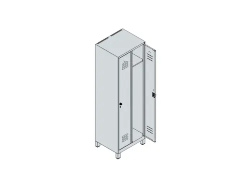 locker,HxBxD 1950x600x500mm,2vak,vak B 300mm,draaigrendel,voeten