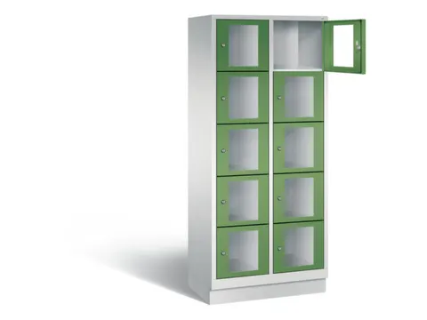 Lockerkast 1800x810x500mm 2x5 vakken Cilinderslot, Sokkel, RAL6011