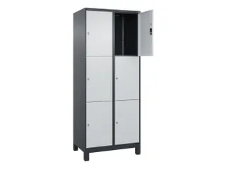 lockerkast,HxBxD 1950x800x500mm,2x3vakken,vak B 400mm,cil.-slot,voeten - 1