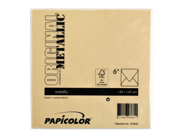 Envelop Papicolor 140x140mm Goud gegomd
