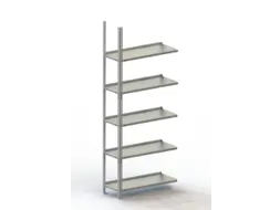 Schroefstelling Aanbouwveld Ral7035 1850x752x304mm 5legborden 95kg