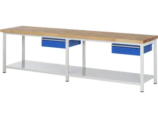 werkbank,HxBxD 840-1040x3000x700mm,beukblad,draagverm. 1250kg,4voeten - 1
