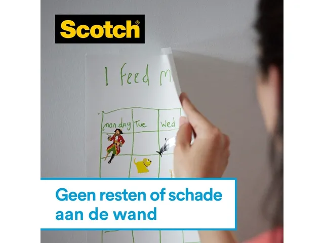 Ruban ahésif Scotch 19mmx16,5m Wall Safe + dévidoir