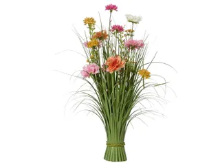 Kunstgras Everlands met bloemen roze 70cm polyester - 1