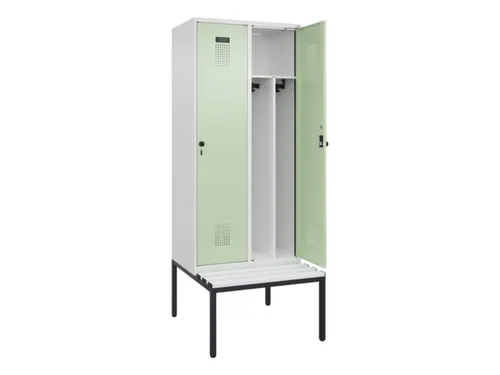 locker met bank,voor scheiding van kleding,HxBxD 2120x800x815mm,2vak