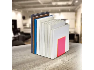 Boekensteun MAUL 10x10x13cm acryl set 2 neon rood transparant - 5