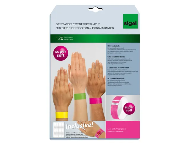 Evenementenbandjes Sigel Neon Roze