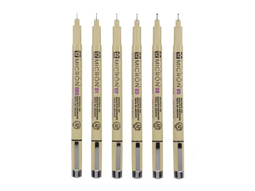 Fineliner Sakura pigma micron set 6stuks zwart