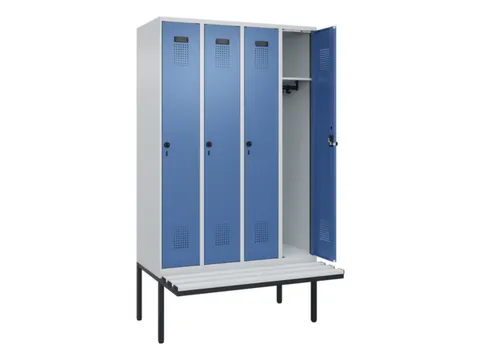 locker met bank,HxBxD 2120x1200x815mm,4vak,vak B 300mm,draaigrendel
