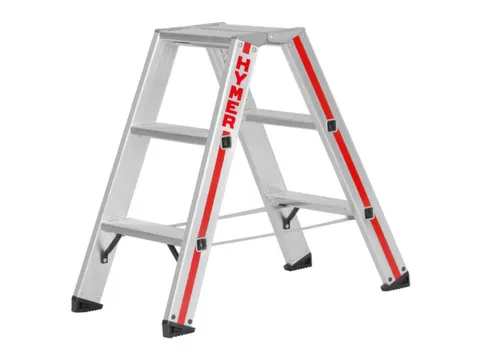 trapladder,beide zijden,2x3treden,Stand H 0,22m,balk L 0,77m,aluminium