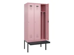locker met bank,voor scheiding van kleding,HxBxD 2120x900x815mm,3vak