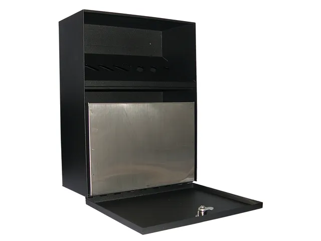 Wandasbak staal 24x30x9cm 7L zwart met 2 sleutels