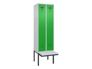 locker met bank,HxBxD 2120x600x815mm,2vak,vak B 300mm,cilinderslot - 2
