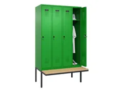 locker met bank,HxBxD 2120x1200x815mm,4vak,vak B 300mm,draaigrendel