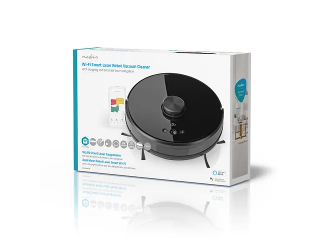 Robotstofzuiger Nedis wifi laser 3-in-1 zwart