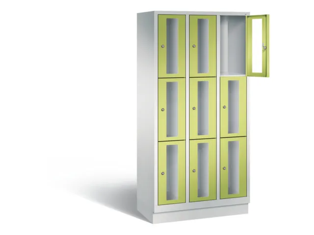 Lockerkast 1800x900x500mm 3x3 vakken Cilinderslot, Sokkel, RDS1108060