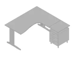 bureauset bureau staand ladeblok rechts 730x1600x1650mm C-voet grijs