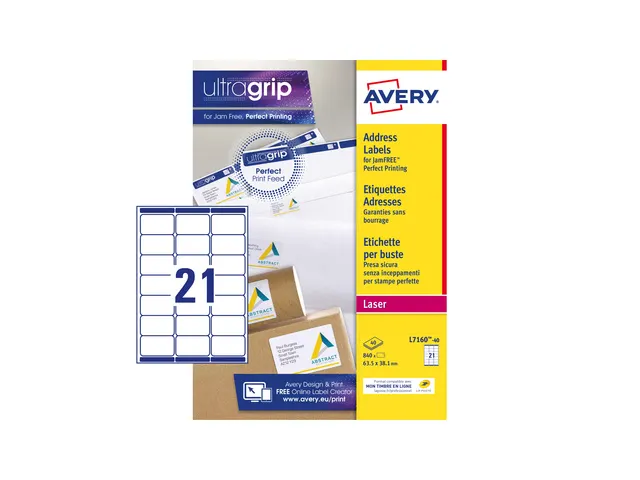 adresetiket Avery QuickPeel 63,5x38,1 wit 40 vel 21etiketten per vel