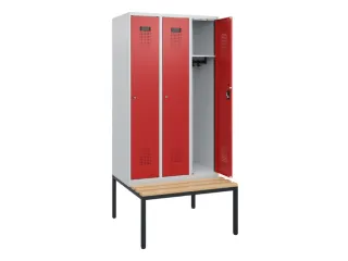 locker met bank,HxBxD 1950x900x815mm,3vak,vak B 300mm,cilinderslot - 1