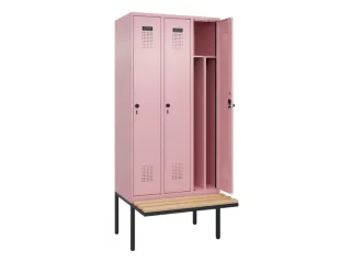 locker met bank,voor scheiding van kleding,HxBxD 2120x900x815mm,3vak - 1