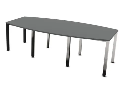 vergadertafel,HxBxD 740x2400x1200mm,vatvormig,MS-donkergrijs