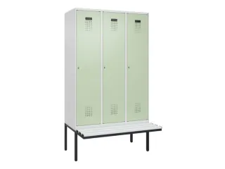 locker met bank,HxBxD 2120x1200x815mm,3vak,vak B 400mm,cilinderslot - 2
