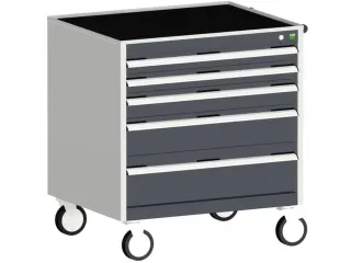 ladekast verrijdbaar 880x800x650mm 5laden RAL7035 front RAL7016 - 1