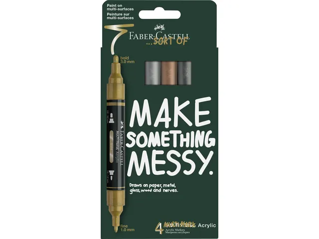 Acrylmarker Faber-Castell Multimark 4 stuks Metallic kartonetui