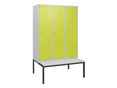 locker met bank,HxBxD 1950x1200x815mm,3vak,vak B 400mm,cil.-slot