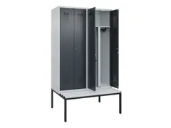 PBM-locker met bank,HxBxD 2120x1200x815mm,4vak,vak B 300mm