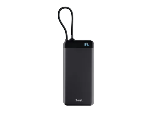 Powerbank Trust Fiera 20.000 met kabel 2 USB-poorten zwart