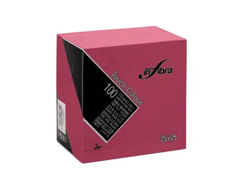Infibra Servet 25x25cm 1/4 vouw 2-Laags Bordeaux Rood 3000 Stuks