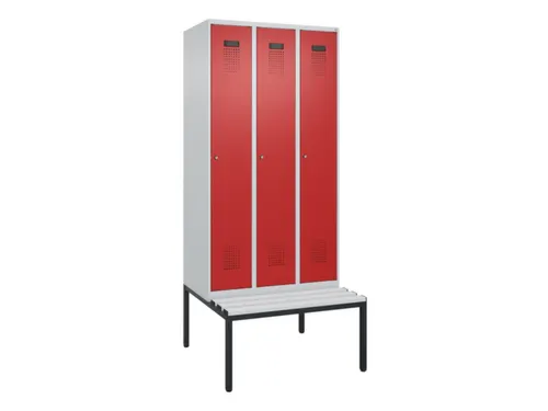 locker met bank,HxBxD 2120x900x815mm,3vak,vak B 300mm,cilinderslot