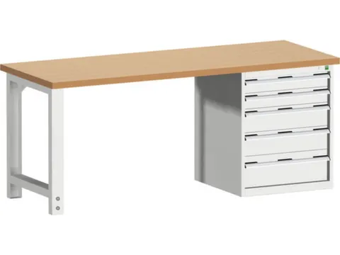 établi HxlxP 840x2000x750mm plateau hêtre rouge force 1500kg