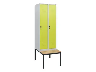 locker met bank,HxBxD 1950x600x815mm,2vak,vak B 300mm,draaigrendel - 1